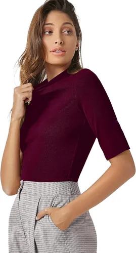 Vista 4 de PrinStory Camisetas de manga corta para mujer, para otoño, de negocios, elegantes, casuales, sin botones, a la moda 2023