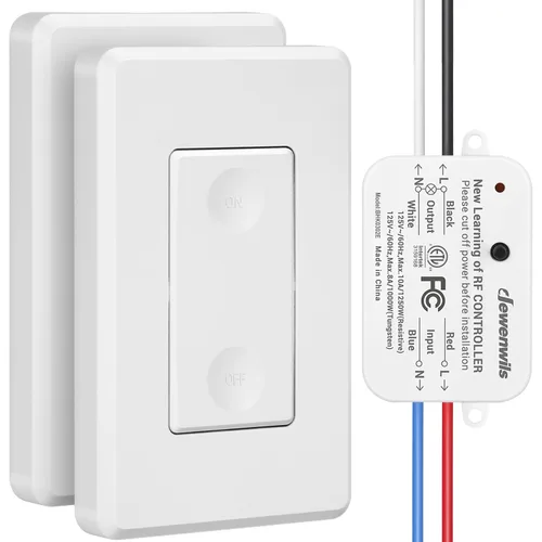 Vista 8 de DEWENWILS Interruptor de luz remoto inalámbrico, kit de interruptor de pared inalámbrico expandible, sin cableado, sin WiFi, rango RF de 100 pies