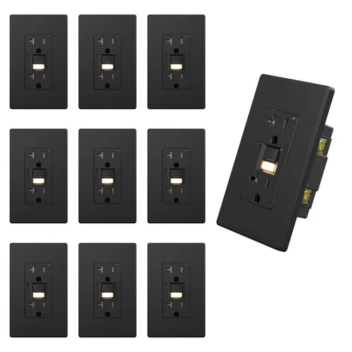 Vista 16 de AIDA - Salida GFCI de 15 amperios, enchufe eléctrico con luz nocturna de autoprueba, receptáculo resistente a manipulaciones con indicador LED
