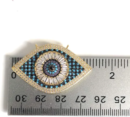 Vista 8 de Collar de amuleto de la suerte SIFRIMANIA con colgante de ojo maligno, longitud ajustable y vibrantes piedras de circonita cúbica para buena suerte