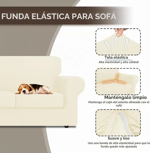 Vista 7 de KEKUOU 4 piezas de fundas elásticas para sofá de 3 cojines, fundas para sofá para mascotas, fundas para sofá lavables, suaves y elásticas, protector