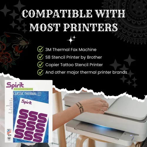 Vista 5 de Spirit® Papel de transferencia de plantillas de tatuaje térmico clásico