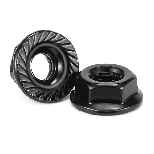 Vista 8 de Tuercas hexagonales de brida dentada M5 x 0.031 in, 50 piezas de acero inoxidable 304 18-8, rosca completa, accionamiento hexagonal, acabado Negro