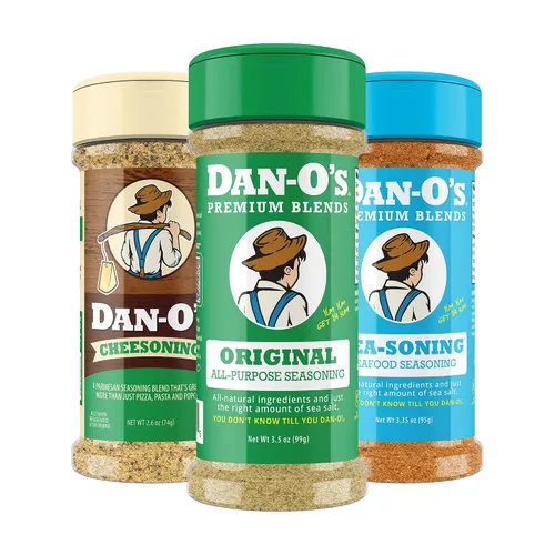 Vista 13 de Dan-O's Set de Condimentos de 3 Botellas, Botellas Pequeñas, Pack de 3, Incluye Condimentos Original, Cajun y Italian-O, Sin Azúcar, Cero Calorías