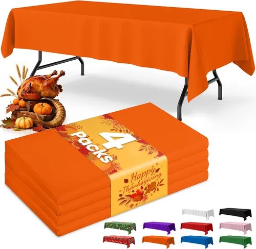 Vista 22 de Mantel de bandera estadounidense, paquete de 4 manteles patrióticos desechables de 54 x 108 pulgadas para mesas de 6 pies, decoraciones del 4