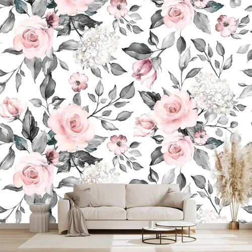 Vista 18 de Mural de hojas negras y doradas para dormitorio, papel tapiz botánico tropical, decoración de plantas, sala de estar, fondo de televisión, mural