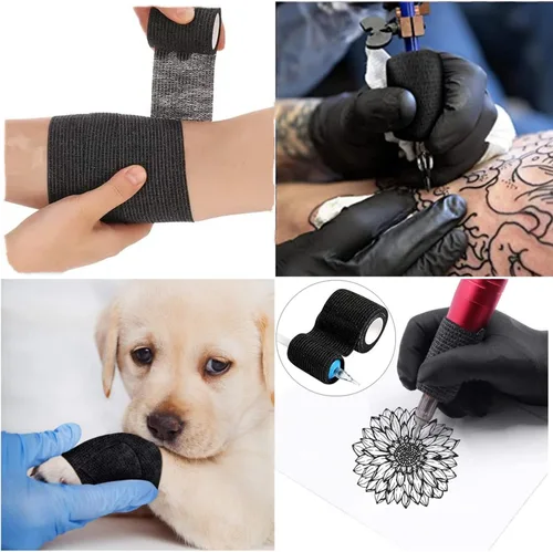 Vista 3 de Autdor - 6 unidades de cinta de agarre de tatuaje, cinta adhesiva cohesiva para máquina de tatuajes, rollos de vendaje elástico cohesivo, cinta