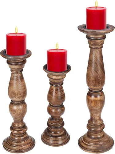 Vista 11 de pilares decorativos de madera para velas