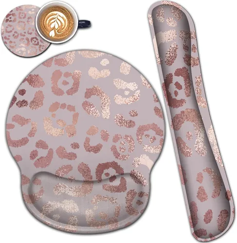 Vista 9 de Alfombrilla ergonómica para mouse con soporte de muñeca y teclado de espuma viscoelástica, juego de reposamuñecas para videojuegos, computadora