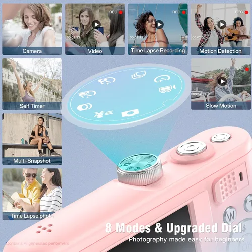Vista 3 de Fansbe Smart Cámara digital, cámara de vlogging 4K con 64 MP, cámaras digitales apuntar y disparar con zoom de 18X, antivibración, dial de modo