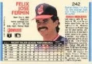Vista 2 de 1992 Donruss Baseball Card #242 Felix Fermin