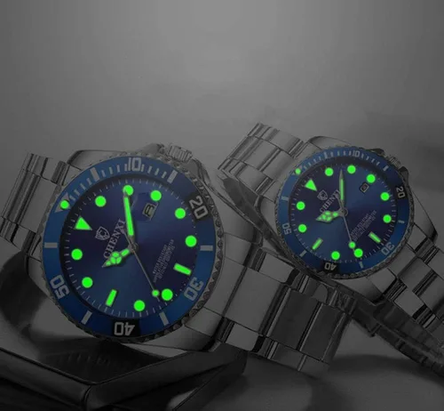 Vista 6 de MASTOP Reloj clásico de acero inoxidable dorado para él y para ella, Reloj de cuarzo