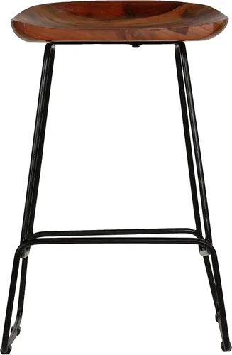 Vista 5 de Bare Decor Taburete de bar Dumas de madera maciza de 30 pulgadas de altura, base de metal negro, juego de 2