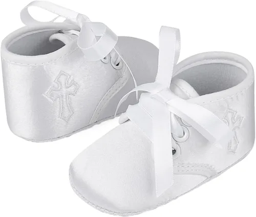 Vista 2 de Zapatos de bautizo de cruz suave para bebés y niños pequeños