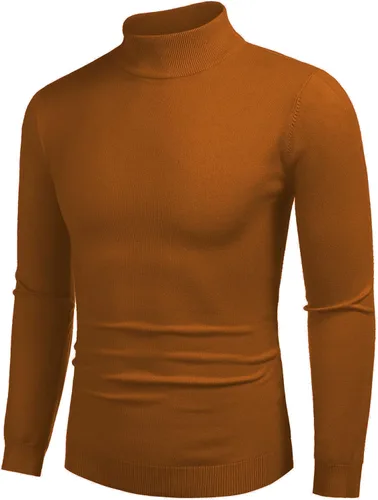 Vista 18 de COOFANDY Suéter de cuello alto falso para hombre, ajuste delgado, informal, básico, suéter térmico de punto 01-Negro
