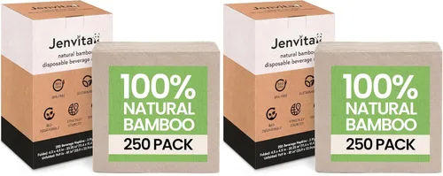 Vista 12 de Jenvita Servilletas de cóctel 100% bambú, 2 capas, paquete de 50, 4.5 x 4.5