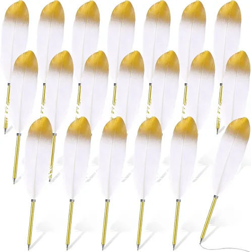 Vista 8 de Chivao Bolígrafo de pluma de 0.020 in, tinta negra, pluma de pluma chapada en pluma para invitados, recuerdos de oficina, fiestas (10 piezas)