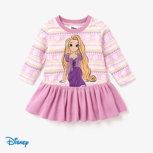 Vista 6 de Vestido de sudadera de manga larga con estampado de personajes de princesa Disney, para cumpleaños