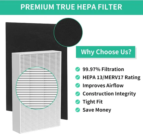 Vista 3 de Filtro HEPA HPA300 de repuesto compatible con purificador de aire Honeywell serie HPA300, HPA300, HPA304, HPA8350, HPA300VP, HPA3300b, HPA5300, 3