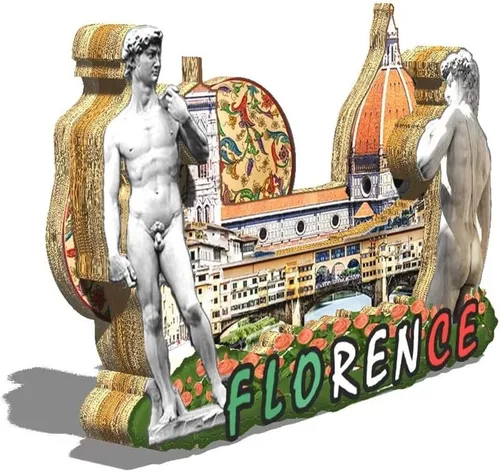 Vista 2 de Italia Florencia imán de nevera de madera 3D hitos de viaje coleccionables recuerdos decoración hecha a mano