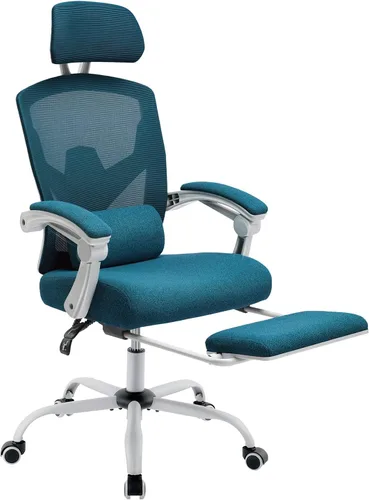 Vista 11 de Silla ergonómica de oficina, silla de escritorio de malla con respaldo alto para computadora con soporte lumbar y ruedas, silla giratoria ajustable