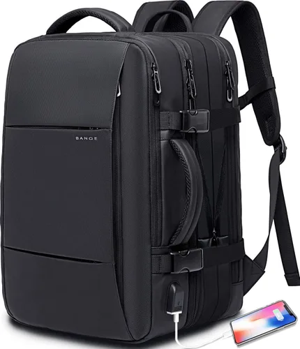 Vista 11 de Mochila de viaje de 35 litros, mochila de mano aprobada para vuelos para bolsa de viaje internacional, resistente al agua, duradera, mochilas