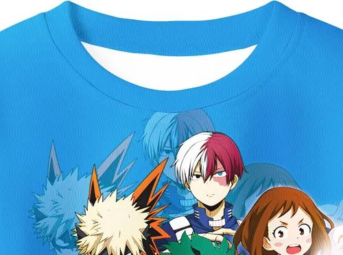 Vista 3 de Camiseta de héroe para niños, traje para niños, póster de personaje de anime, manga corta, pantalones cortos de 8 a 12 años