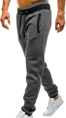 Vista 2 de Pantalones deportivos ajustados para hombre, para gimnasio, correr y culturismo, pantalones deportivos con bolsillos profundos