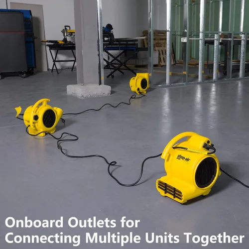 Vista 6 de Shop-Vac 1032005 Professional® 500 Max CFM Air Mover, cable de 12 pies, 3 ajustes de secado, ligero con salidas integradas para múltiples