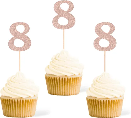 Vista 18 de Gexolenu 24 piezas doradas de doble cara para cupcakes de primer cumpleaños, decoración de pasteles, decoración de primera fiesta de cumpleaños Oro