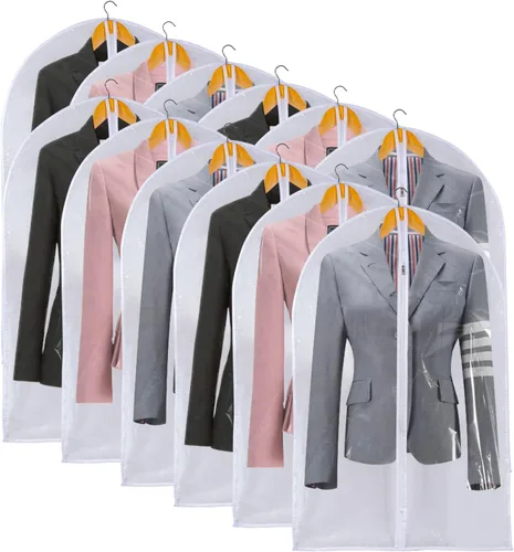 Vista 21 de Bolsa de ropa transparente para almacenamiento en el armario, bolsas de vinilo para colgar ropa, bolsas cortas para colgar ropa, fundas de abrigo
