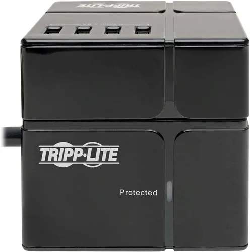 Vista 7 de Tripp Lite TLP366CUBEUSBB Protector de sobretensiones de 3 tomas de corriente con USB, protector de sobretensiones de toma de pared desmontable, 6