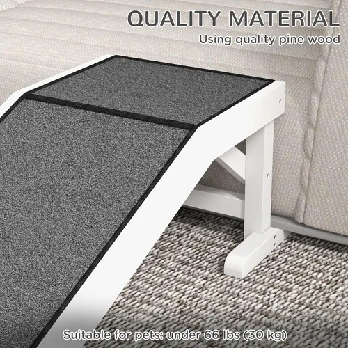 Vista 4 de PawHut Rampa para perros para cama, rampa para mascotas para perros con alfombra antideslizante y plataforma superior, 49 x 16 x 14 pulgadas