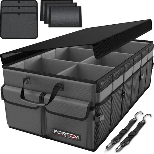 Vista 22 de FORTEM Organizador de maletero para SUV, organizador de maletero de automóvil, almacenamiento plegable, accesorios de coche para mujeres y hombres