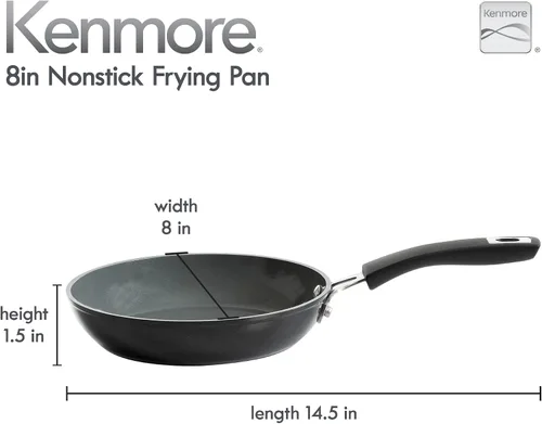 Vista 4 de Kenmore Arlington - Sartén de aluminio de 8 pulgadas, diamante negro