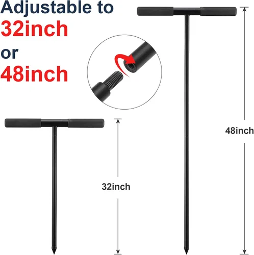 Vista 10 de Sonda de varilla de suelo, herramienta localizadora de tanque séptico de metal de 48 pulgadas, varilla de sondeo de suelo para compactación