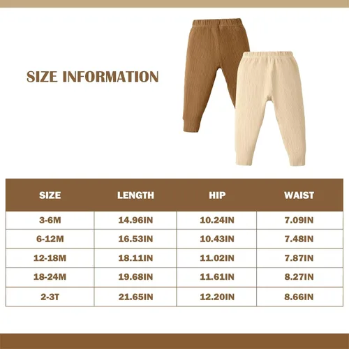 Vista 6 de SOBOWO Pantalones de bebé niño acanalado para niños y niñas, color sólido, pantalones casuales neutros pantalones pantalones pantalones ropa 3M-3T