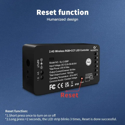Vista 3 de GLEDOPTO Zigbee Pro RGBCCT Controlador de tira LED RGB CCT RGBW RGBWW 5 en 1 Compatible con SmartThings Amazon Echo Plus App/Control de voz