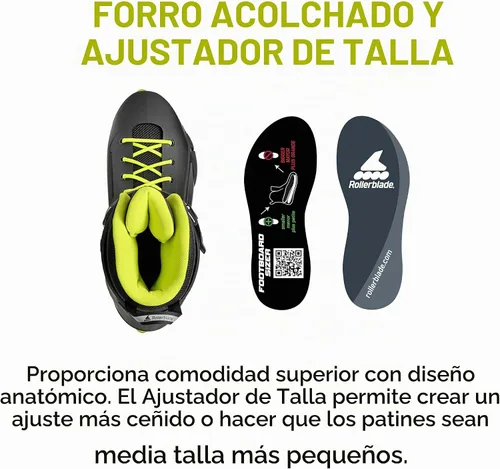 Vista 3 de Rollerblade Lightning - Patines en línea urbanos para hombre, color negro y lima
