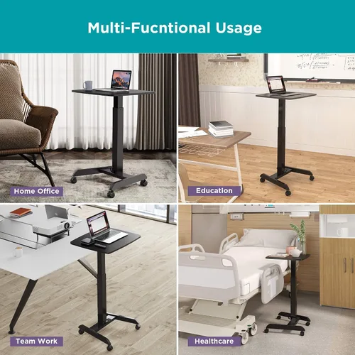 Vista 6 de Kantek Carrito móvil para laptop, altura ajustable (29-49 pulgadas), estación de trabajo para computadora portátil rodante 23.6 x 20.5 pulgadas