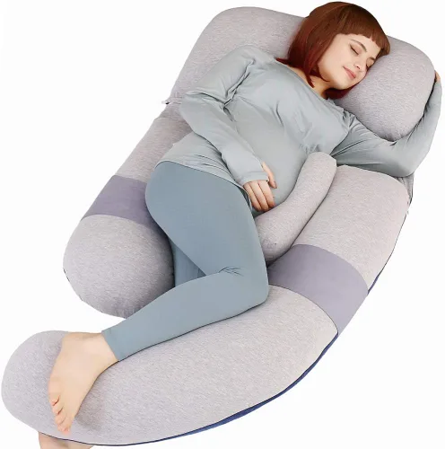 Vista 9 de Moon Pine - Almohada de embarazo de 60 pulgadas, almohada de cuerpo completo en forma de U desmontable, almohada de maternidad y lactancia