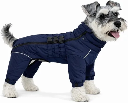 Vista 22 de Abrigo cálido para perros de doble capa, chaleco para perros, 4 patas cubiertas, resistente al viento, impermeable, reflectante, gris XS - L