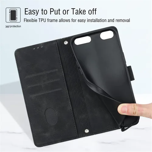Vista 6 de LEMAXELERS Funda para iPod Touch 5, iPod Touch 7 Wallet Funda para teléfono con [tarjetero de crédito] Textura de sangría PU Flip Funda de cuero