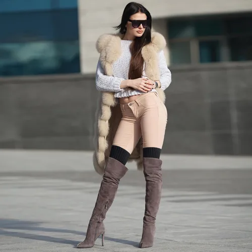 Vista 7 de Passionbility Calentadores de piernas para mujer, calentadores de piernas de los años 80, calcetines largos de punto acanalado para deportes