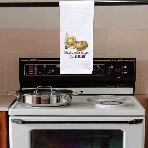 Vista 3 de POFULL Italian Cooks Gift I Don't Need Recipes I'm Italian Dish Towel - Toalla de cocina italiana (I Don't Need a Recipe Towel)