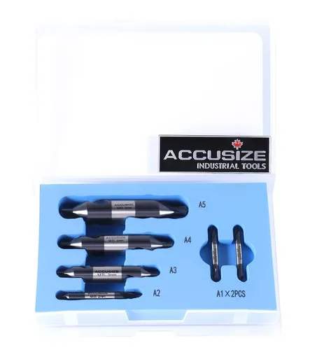 Vista 12 de Accusize - Juego de brocas centrales largas, #1-#5, 3/64"-3/16", 5-Pc, M2 HSS, 3560-1001 4.0 in OAL, Acero de Alta Velocidad M2, Estilo Liso