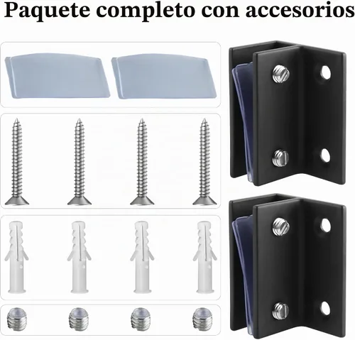 Vista 9 de Alise Soportes de estante de vidrio negro, abrazaderas de vidrio ajustables para ducha, soporte de abrazadera resistente, soportes de acero