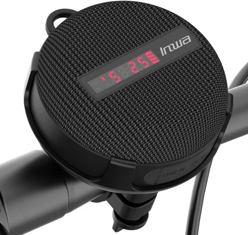 Vista 9 de Inwa Altavoces de bicicleta Bluetooth con modo de tarjeta TF, altavoz portátil inalámbrico impermeable para bicicleta, micrófono integrado