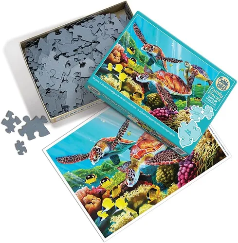 Vista 2 de Cobble Hill Family Piece's 350 Puzzle - Molokini Current - Muestra de póster incluido