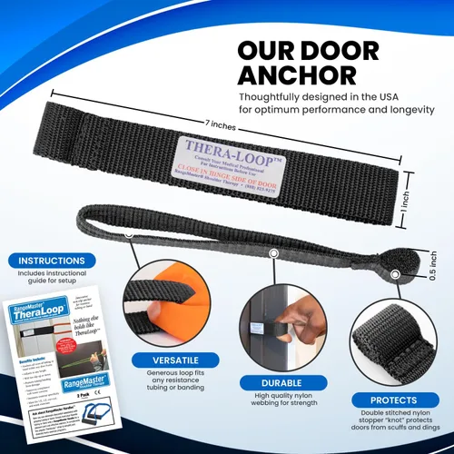 Vista 4 de RangeMaster TheraLoop Anclajes de Puerta │ Antideslizantes │ Complementan Bandas o Tubos de Ejercicio │ Excelentes para Actividades de Ejercicio